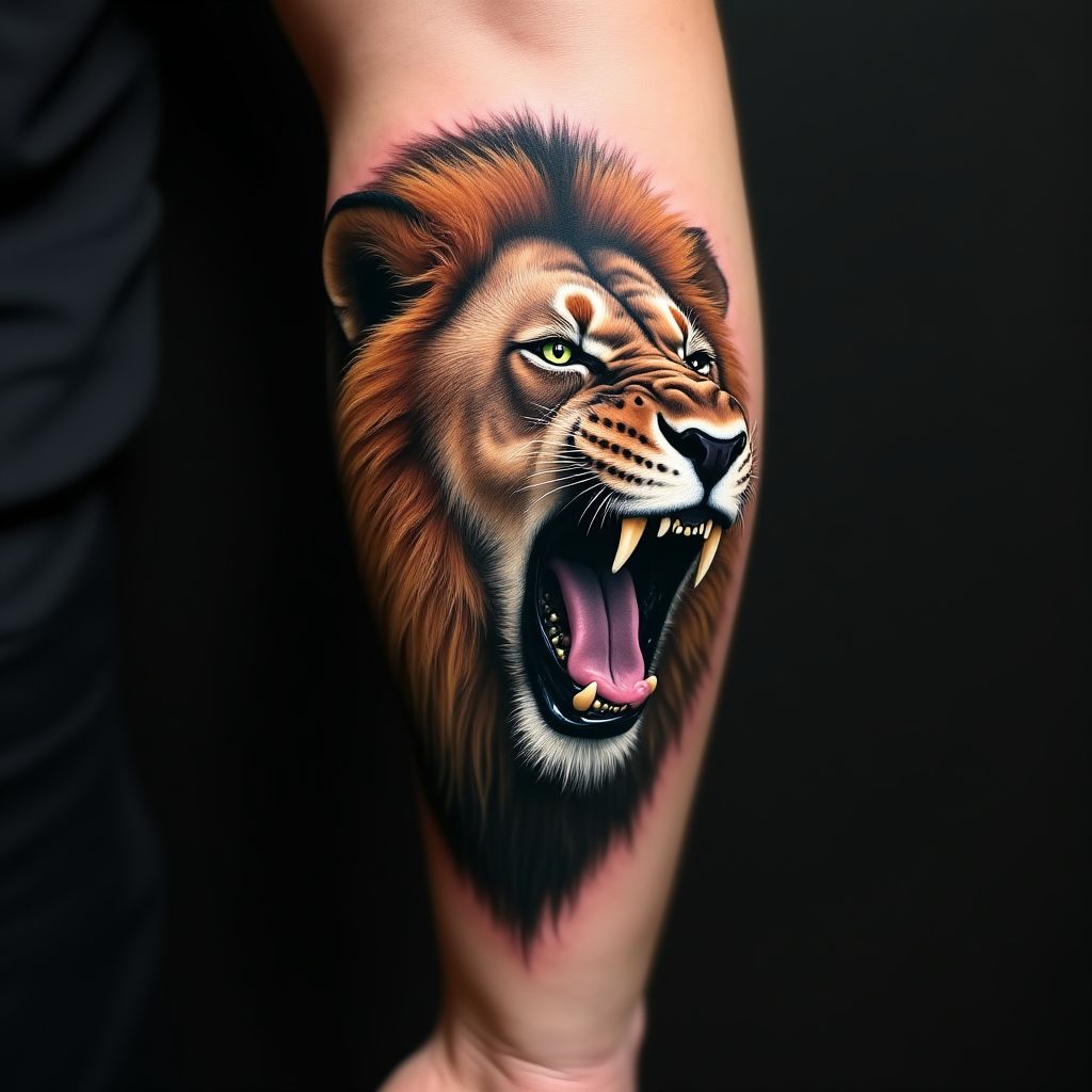 Tatuaje realista de león