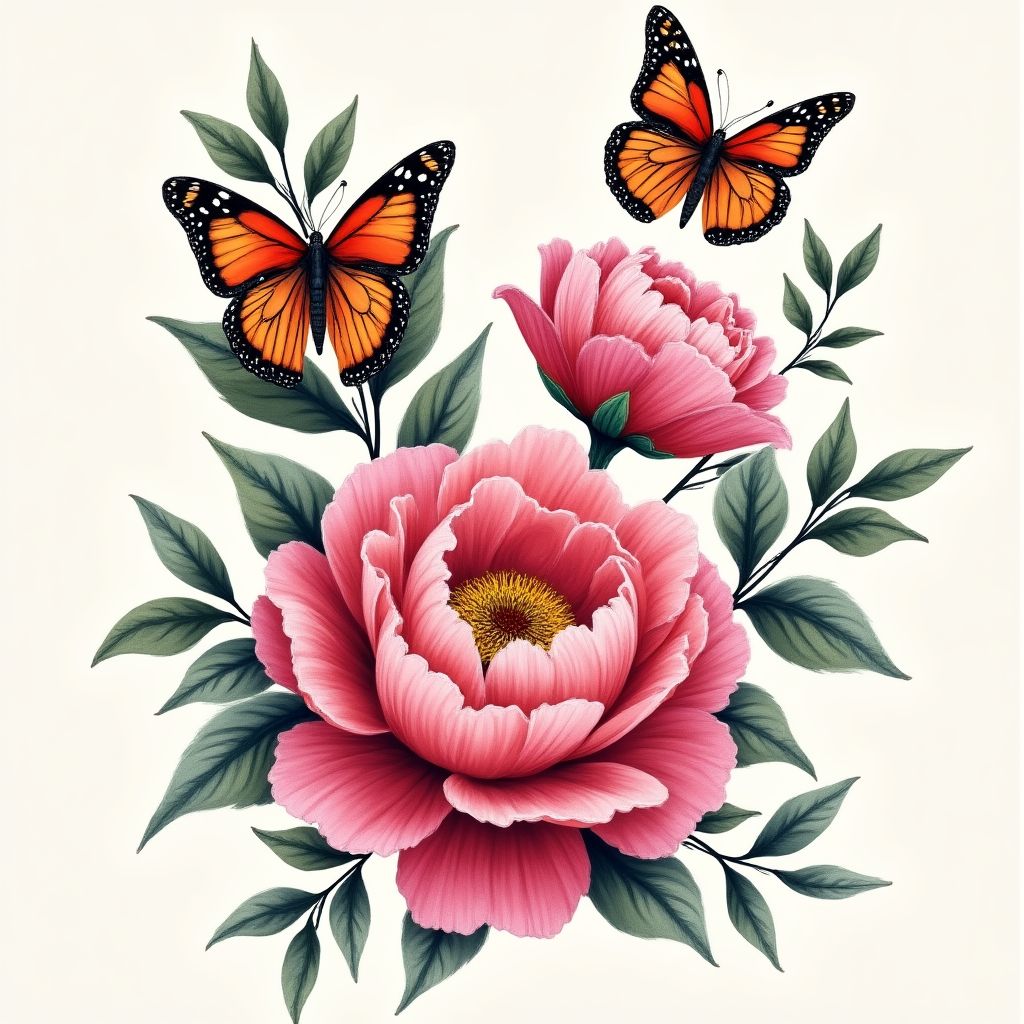 Tatuaje floral a color