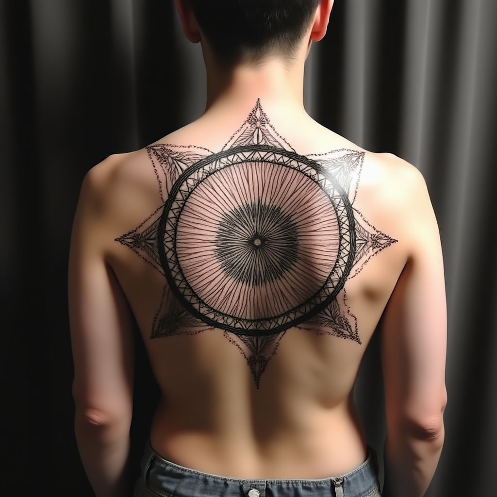 Tatuaje en blanco y negro de estilo geométrico